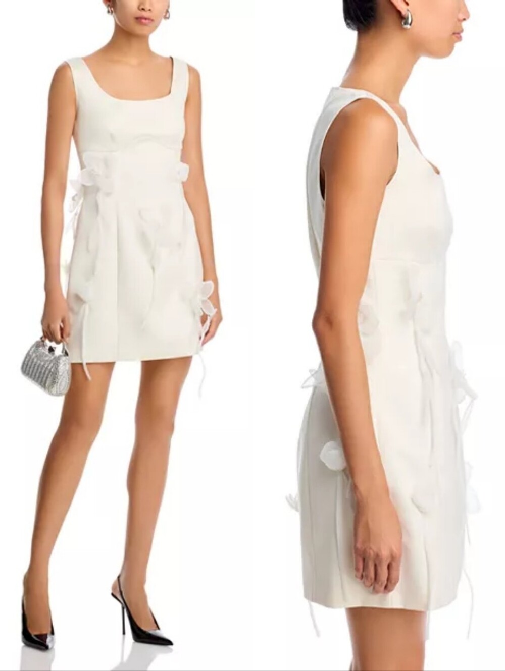 ROTATE Ana 3D Lily Mini Dress In Egret NWT 4.